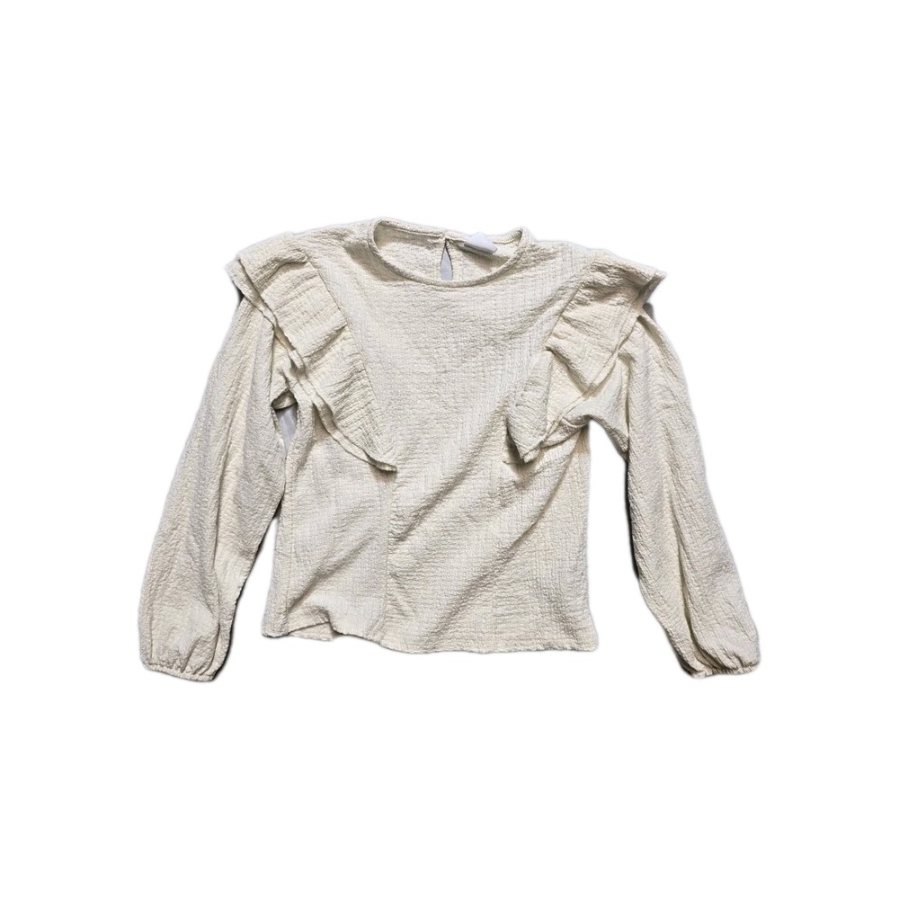 Zara Girls Ivory Long Sleeve Blouse Flutter Sleeve Size 10